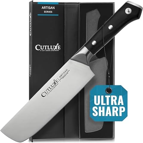 Cutluxe Nakiri Knife, 7" Vegetable Knife – Razor Sharp, Full Tang, Ergonomic Handle Design, Chef Knife for Chopping, Dicing & Slicing – Artisan Series Cover