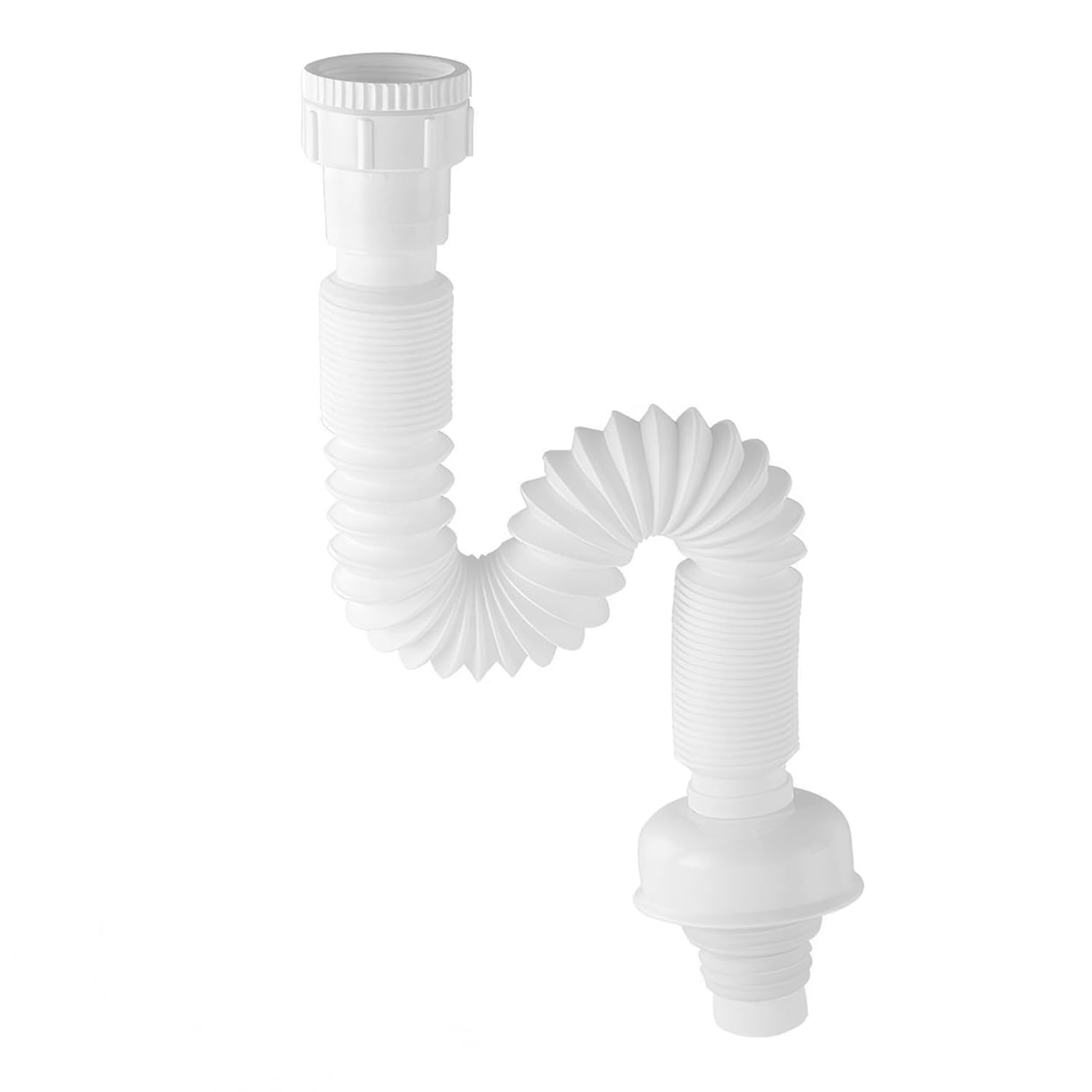 Qrity 1 PCS Plastic Drainage Pipe, Plastic Flexible Expandable Drain Pipe, for G1 1/4" Kitchen Bathroom Sink Connections, White