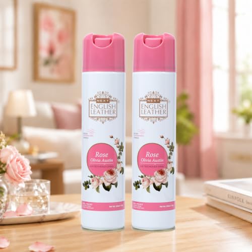 Image of Next Care English Leather Air Freshener Spray 220ml Each | Long Lasting Room Freshener for Home, Office & Car | Odour Eliminator (Rose Pack of 2)