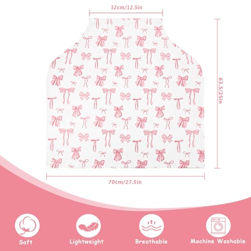 Image of TANOFAR Car Seat Cover for Baby, Multi-Use Cover Carseat Canopy, High Stretchy & Breathable Infant Carseat Cover, Shower Gifts for Unisex Boys and Girls (Pink Bow)