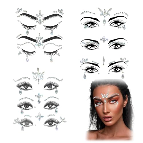 FloralGrace 8 Stück Gesicht Edelsteine Nachtleuchtende Edelsteine Glitzersteine Gesicht Acryl-Kristall Glitzer-Aufkleber Gesicht Schmuck Geeignet Für Karneval