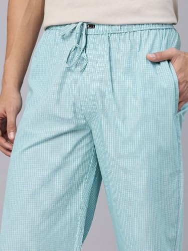 Image of Majestic Man Men's Pure Cotton Small Checks Lounge Pyjama | Comfort Fit | 3 Pockets | Front Zip Closure