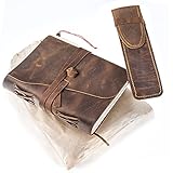 LEATHER JOURNAL Writing Notebook Antique Handmade Leather Bound Daily Notepad for Men & Women 7x5 Inches Unlined Paper+ Pen Pouch, Perfect Gift Set for Travel Diary, Art Sketchbook and Notebook