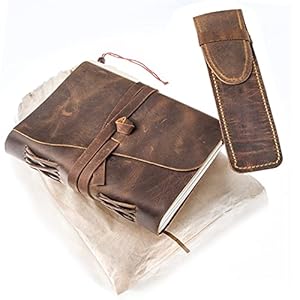 LEATHER JOURNAL Writing Notebook Antique Handmade Bound Daily Notepad for Men and Women 7×5 Inches Unlined Thick Paper…