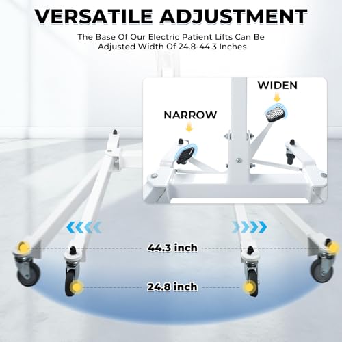 Image of Electric Foldable Patient Lift for Home with Sling, Adjustable Patient Lift Wheelchair Nursing with 4 Casters for Caregivers Home Seniors, Electric Adjustable Sit to Stand Chair for Elderly 450Lbs