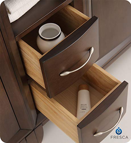 Fresca Cambridge 84" Antique Coffee Double Sink Traditional Bathroom Vanity W/Mirrors #TOP6