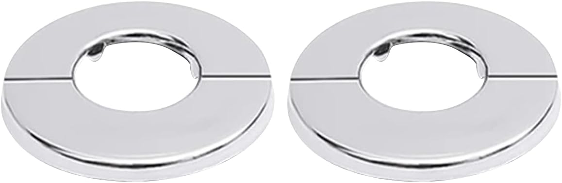 Queenbox 1.1in 2Pcs Round Self-Adhesive Faucet Escutcheon Cover, Stainless Steel Wall Split Flange Pipe Cover for Kitchen Shower Wall Water Pipe, Silver