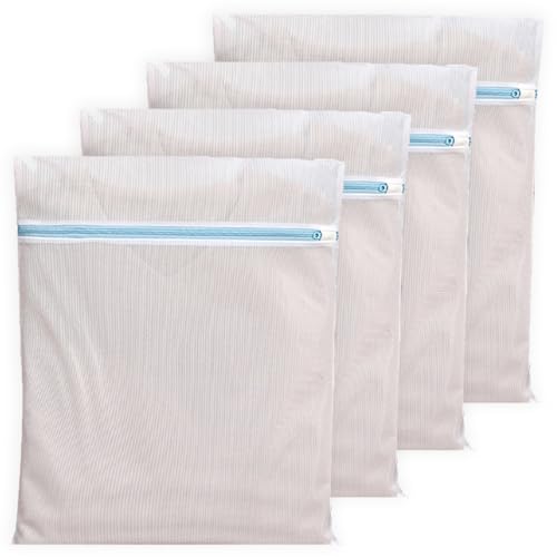 4 Pieces Reinforced Laundry Wash Bags Zippered Meshes Garment For Washing Machine Travel Organizers Sorting Laundry Multiple Sizes