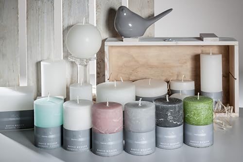 DONAU HOME Stumpenkerzen Rustik-Kerze/Puder-rosa / 1 Stück / 10 x Ø 7 cm Unparfümiert/zur Dekoration im Wohnzimmer, Bad / 49 Stunden Brenndauer/Deko Kerzen Wachskerze/Nordic Ambiance