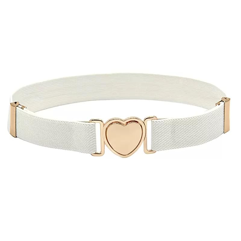 2 Pcs Girls Elastic Waist Belts,for Girls Adjustable Heart Buckle Stretch Belts for Pants Jeans Dress2