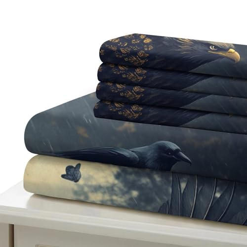 Housse de couette oiseau majestueux 3D microfibre drap de couette 2 taies
