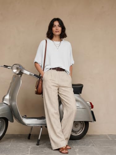 Lepunuo Womens Summer Tops Oversized Short Sleeve Shirts White-Medium — view 2