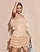 Women's Sequin Cocktail Dresses 1920s Flapper Dress Gatsby Fringe Mini Dresses Feather Prom Party Dress(A-Beige,M)