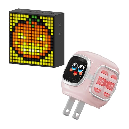 Divoom TimeBox Evo - Pixel Art Bluetooth Speaker and Dipow 35W USB C Charger Block Pink