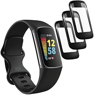Maxhood 3 Pack Screen Protector for Fitbit Charge 5, TPU Plated for Charge 5 Screen Protector Case Cover Full-Cover Anti- Scratch Protective Shell Case for Charge 5