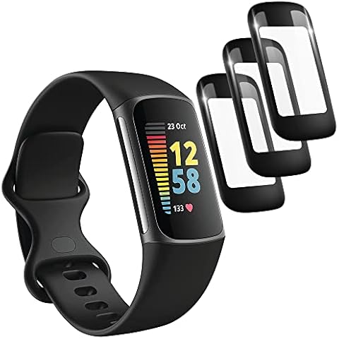 Maxhood 3 Pack Screen Protector for Fitbit Charge 5, TPU Plated for Charge 5 Screen Protector Case Cover Full-Cover Anti- Scratch Protective Shell Case for Charge 5 Cover