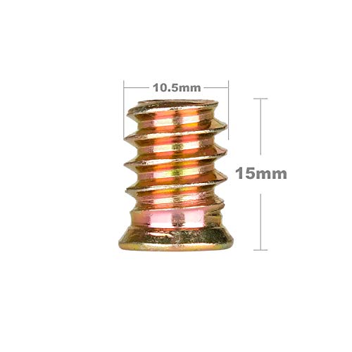 40Pcs Anwenk 1/4"-20 X 15Mm Furniture Screw In Nut Threaded Wood Inserts Bolt Fastener Connector Hex Socket Drive For Wood Furniture Assortment (With Hex Spanner) #TOP3