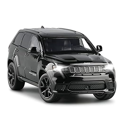 Grand Cherokee Trackhawk Toy Car Diecast Model Car 1/32 Scale SUV Vehicle Metal Zinc Alloy Casting, Light Sound, 4 Doors Open, Boys Toys Kids Birthday Gifts Adults Men Collection, Black