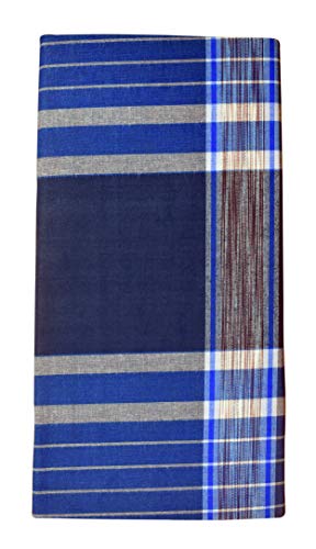 Image of BlueLeaf Men's Cotton Multi Color Lungis (Set of 3)