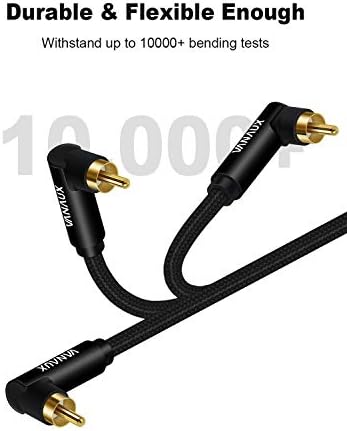 VANAUX 90 Degree RCA Cable Subwoofer Cable Male to Male Digital Coaxial Audio Cable for Home Theater, Sound Bar, TV, PS4, Xbox,and More,Black (6.6ft/2m)