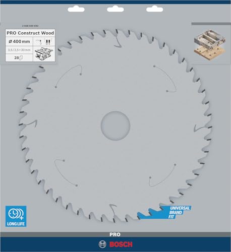 Bosch Accessories Bosch Professional 1x Kreissägeblatt Construct Wood (für Holz, Sägeblatt Ø 400 x 30 x 3,5 mm, 28 Zähne, Zubehör Kreissäge)