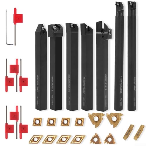 Kit de herramientas para torno con 21 piezas carburo y acero miniatura 7