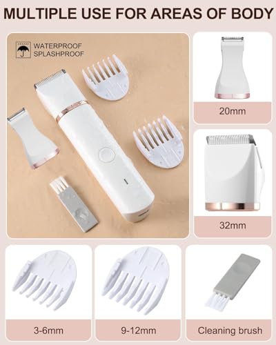 Bikini Trimmer for Women,Electric Razors Shaver for Bikini Legs Pubic Hair,Rechargeable Ladies Bikini Hair Trimmer Removal with Snap-in Ceramic Blades,White — view 6