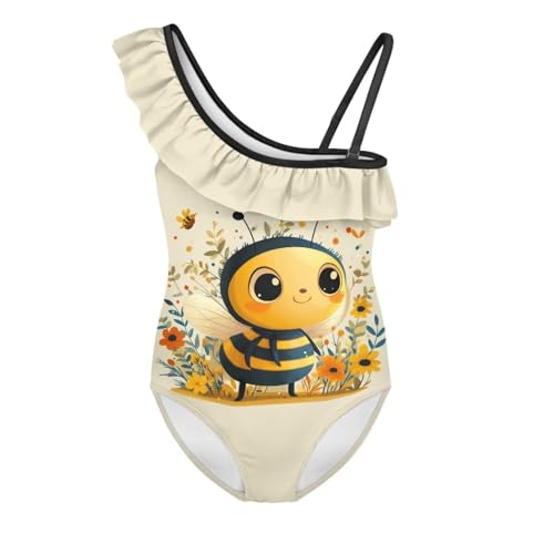Image of Ladybug Swimsuits for Girls 5-14 One Piece Bathing Suit Kids One Ruffle Shoulder Beach Sport Swimwear