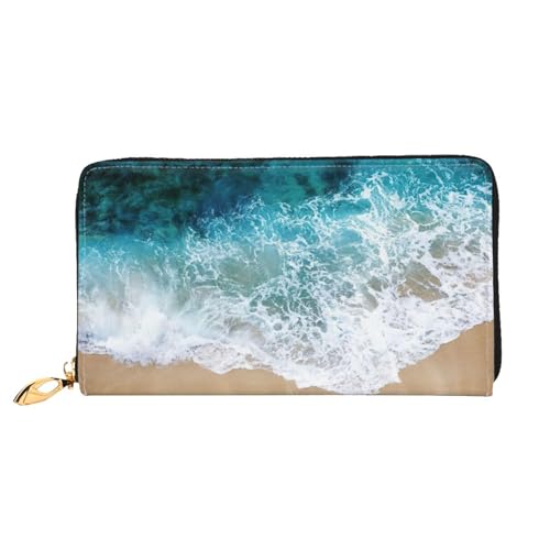 Portefeuille en cuir de qualité supérieure à motif vagues maritimes pour femme moderne
