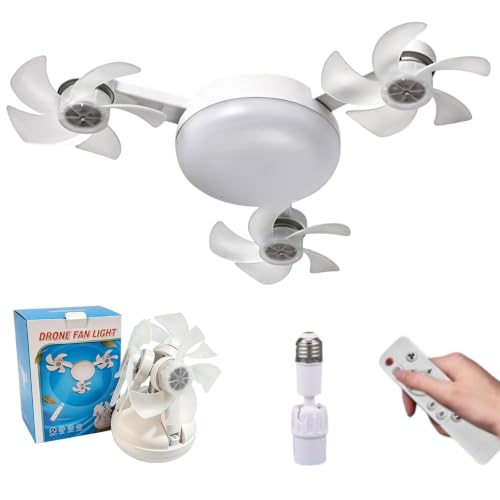 Ventilador de techo con luz LED E27 plegable de 3 velocidades para techo y salón