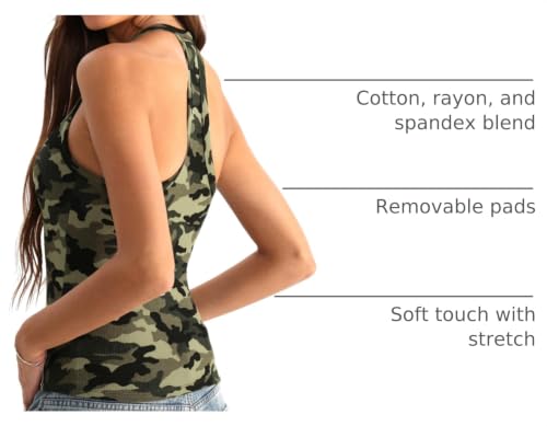 Image of Danysu V Neck Racer Back Tank Tops for Women Padded Fitted Long Basic Cami