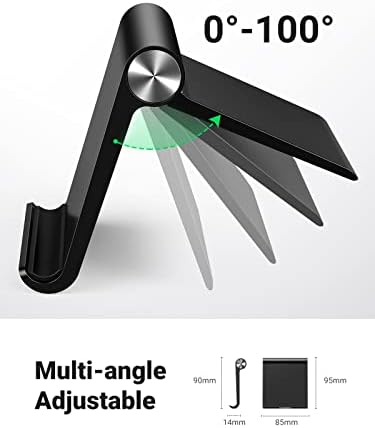 UGREEN Cell Phone Stand Holder for Desk Adjustable Compatible with iPhone 13 12 Pro Max 11 SE XS XR 8 Plus 6 7 Samsung Galaxy Note20 S20 S10 S9 S8 Cellphone Mobile Phone Holder Foldable Black - 2