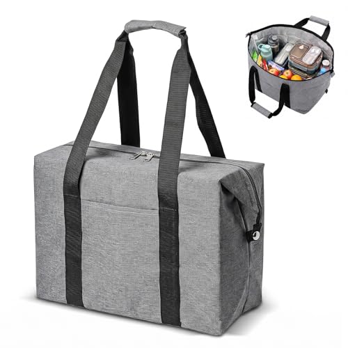 20L Bolsas Isotérmica Plegable Bolsa Térmica Grande Bolso Nevera Portátil Bolsa Termica Porta Alimentos para Playa Camping Picnic Viajes y ComprSWas Gris