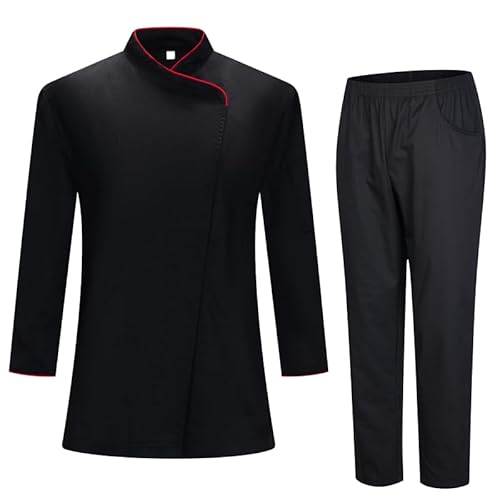 MISEMIYA - Kochjacke und -Hose für Damen - Kochjacke für Damen - Gastronomieuniform - 731-8312 - 5XL, Schwarz