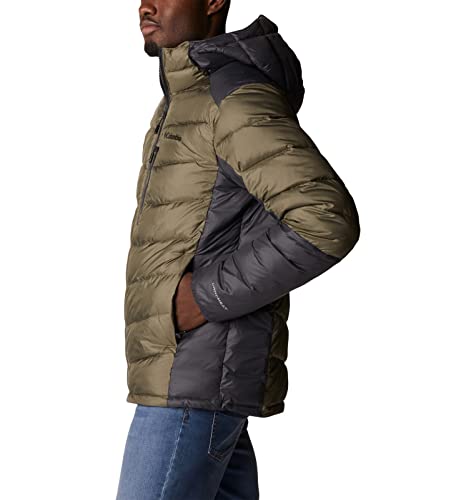 Columbia Jaqueta masculina com capuz de laço de labirinto, verde pedra/tubarão, 2GG