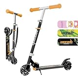 MEE GOO アルミキックスクーター キッズスクーター ライトアップ ABEC-7 LEDホイール&ステム&デッキ&自立スタンド付き 3段階調節ハンドルバー 女の子/男の子用 軽量プッシュキックスクーター お子さんへの最高のギフト(ブラック)