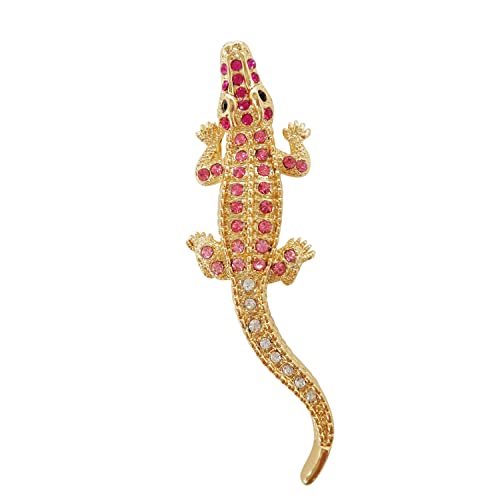 Image of Navachi 18k White Gold Plated White Crystal Crocodile Alligator Az7262 Brooch Pin