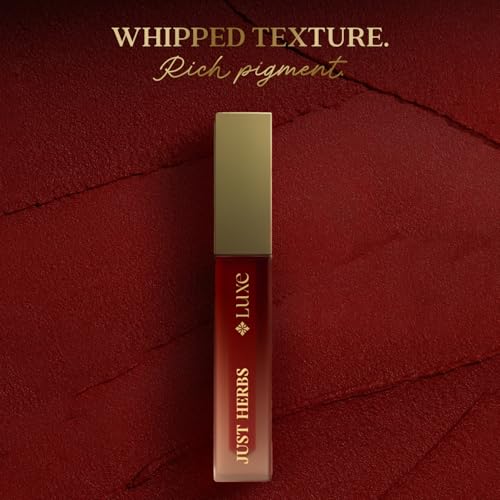Image of Just Herbs Luxe Dream Muse Mousse Liquid Lipstick | Luxury Makeup | Velvet Matte | Long Lasting & Transferproof Formula | Ayurvedic Lipstick - 3.5 ml (08 MAROON DESIRE)