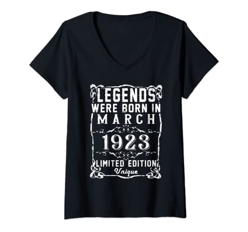 Mujer Cumpleaños Marzo 1923 Edición Limitada Regalo March 1923 Camiseta Cuello V