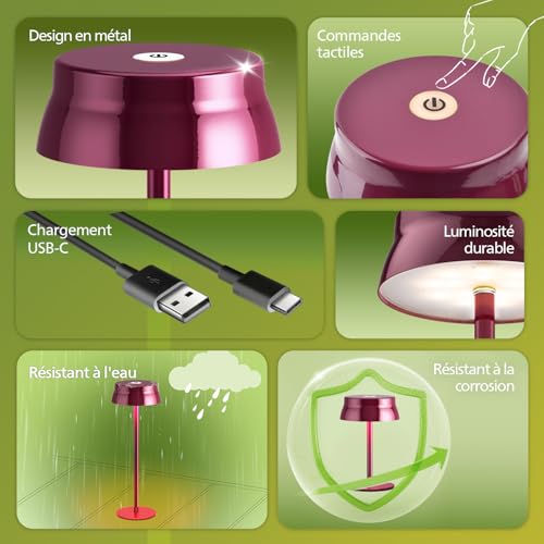 Miniatura 2 de PHILIPS - Lámpara de mesa inalámbrica, escritorio LED portátil para exterior, alimentada por batería recargable, 2 alturas ajustables, control táctil y 3 colores con atenuación continua, impermeable