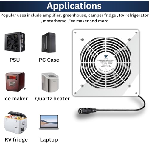 PGSA2Z 120mm Adjustable Speed Cooling Fan with AC Plug, Ideal for Electronics, Home Theater Equipment and Small Spaces - Image 6