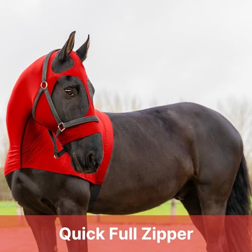 Image of Resistance Horse Hood Slinky Lycra Zippered Mane Braid Shoulder Guard - Horse Sleazy Slickers Care Sheet