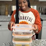 Sterilite 03426604 Ultra-Seal 16 Cup Food Storage Container, See-Through Lid & Base with Rocket Red Accents, 4-Pack