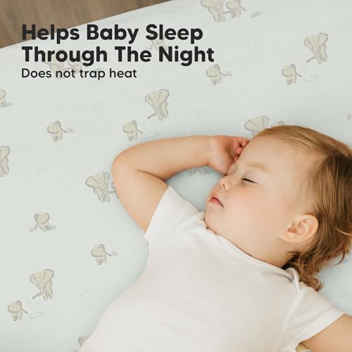 Image of 2-Pack Mini Crib Sheets Fitted, 38x26 Pack N Play Mattress Sheets (Elly) | Organic Cotton Sheets for Pack and Play Mattress, Soft, Breathable Playard Bedding Sheet, Mini Toddler Bed Cover, Boys, Girls