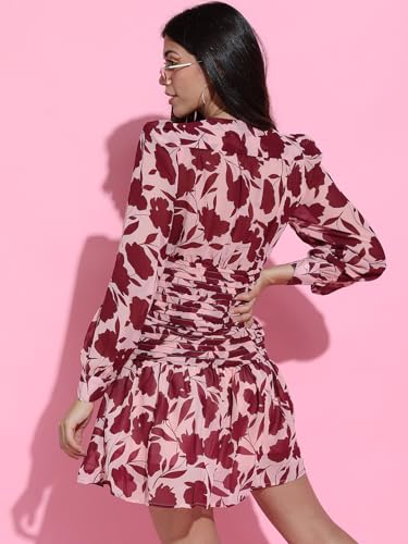 Image of Tokyo Talkies Women's Long Sleeves V-Neck Printed Dresses | Stylish Dresses | Casual Dresses
