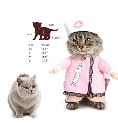 Nacoco Dog Cat Nurse Costume Pet Nurse Clothing Halloween Jeans Outfit Apparel (L) #TOP2