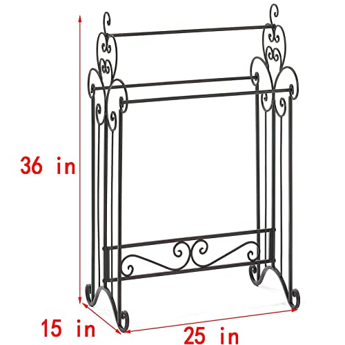 Free Standing Towel Rack 3 Bar Metal Towel Rack Stand Organizer For Bathroom,Bedroom,Laundry Room,Kitchen,Pool, Retro Black #TOP6