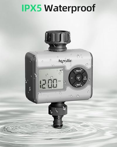 Image of Single Zone LCD Ball Valve Water Timer for Garden | 3 Independent Watering Programs | Works at Zero Pressure | Universal Tap Adapter Included | Rain Sensor Port
