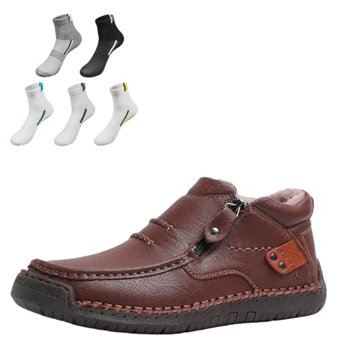 Bottes de conduite en cuir pour homme, chaussures larges zippées en taille 45 1/3