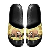 Fuojuvelie Women's Slides Cartoon Sloth Indoor Slippers for Women Size 8.5 Trendy Slip On Sandals Women & Open Toe Pool Slides